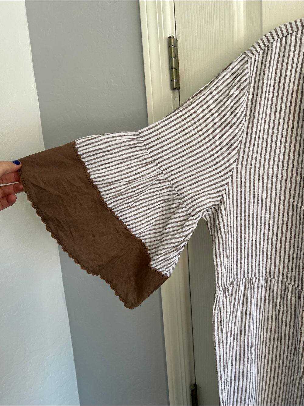 Tuckernuck Joanna linen cotton blend seersucker striped tier maxi dress size XL - Picture 7 of 12